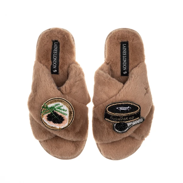 Laines London Classic Laines Slippers With Caviar & Blini Brooches