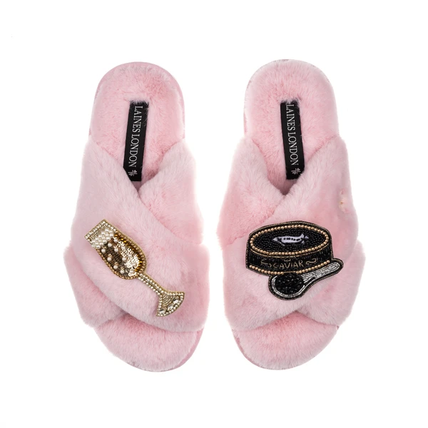 Laines London Classic Laines Slippers With Caviar & Champers Brooches