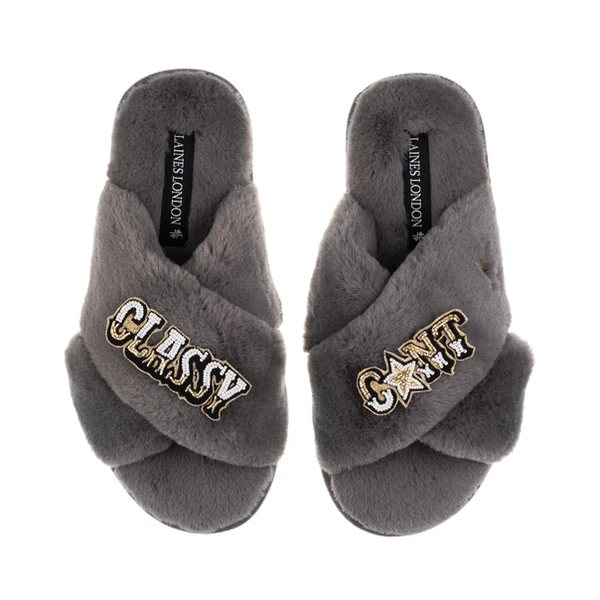 Laines London Classic Laines Slippers With Classy C*nt Brooches