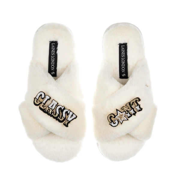 Laines London Classic Laines Slippers With Classy C*nt Brooches