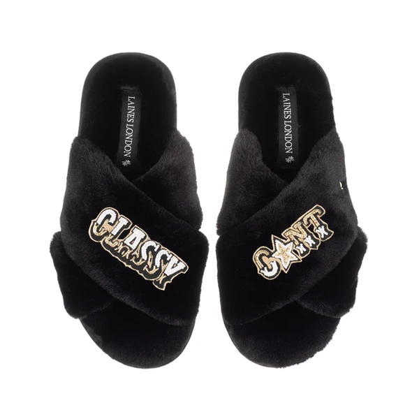 laines london Classic Laines Slippers With Classy C*nt Brooches