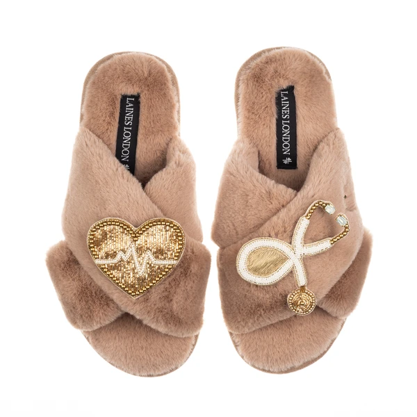 Laines London Classic Laines Slippers With Doctor Brooches