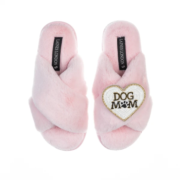 Laines London Classic Laines Slippers With Dog Mum / Mom Brooch