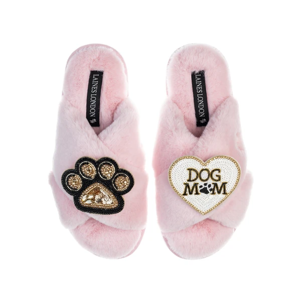 Laines London Classic Laines Slippers With Dog Mum / Mom & Paw Brooches