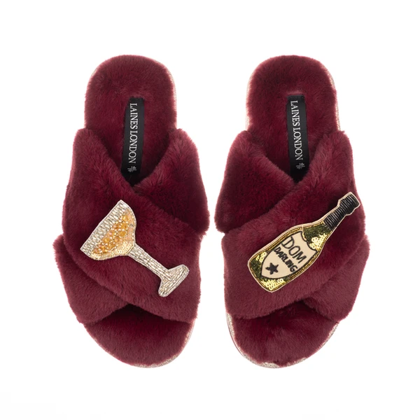 laines london Classic Laines Slippers With Dom Darling Champagne Brooches