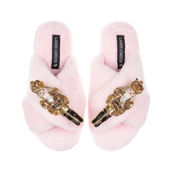 Laines London Classic Laines Slippers With Double Gold Grand Nutcrackers Brooches