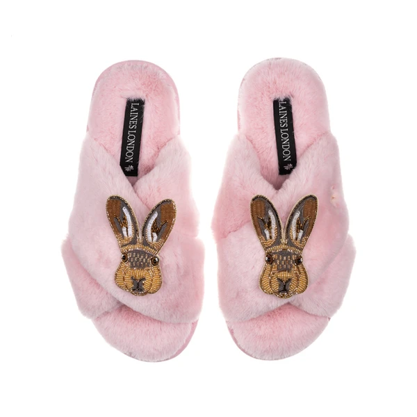 Laines London Classic Laines Slippers With Double Hare Brooches