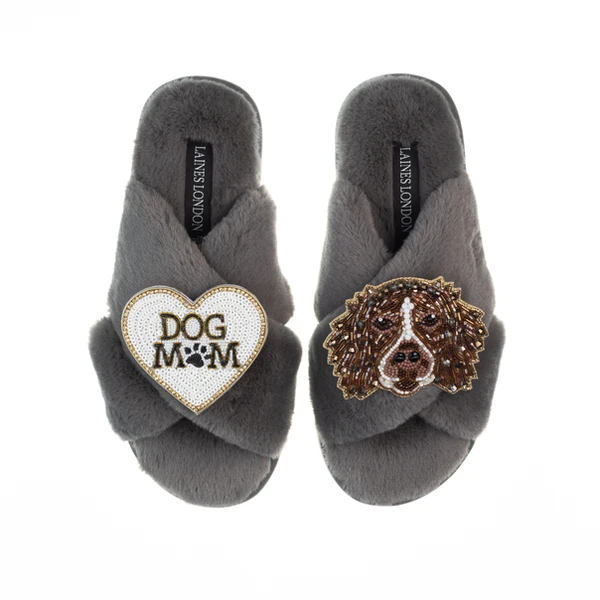 Laines London Classic Laines Slippers With Duke The Spaniel & Dog Mum / Mom