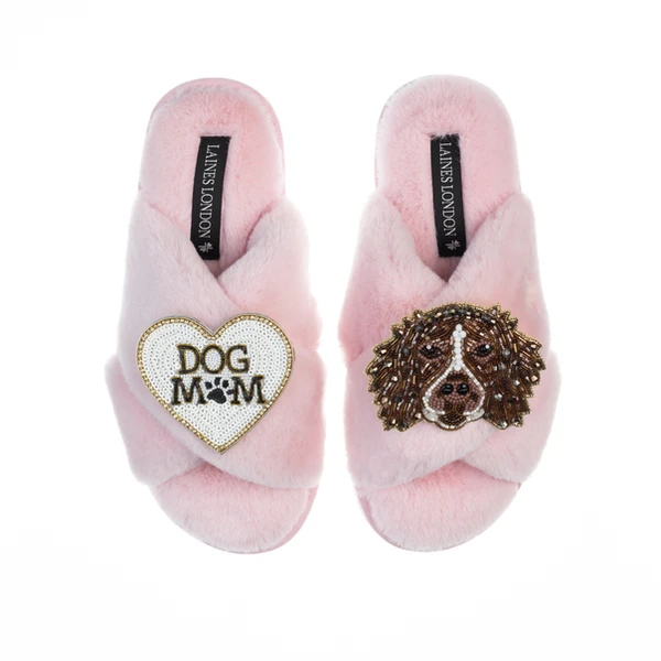 Laines London Classic Laines Slippers With Duke The Spaniel & Dog Mum / Mom