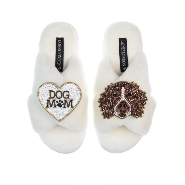 Laines London Classic Laines Slippers With Duke The Spaniel & Dog Mum / Mom
