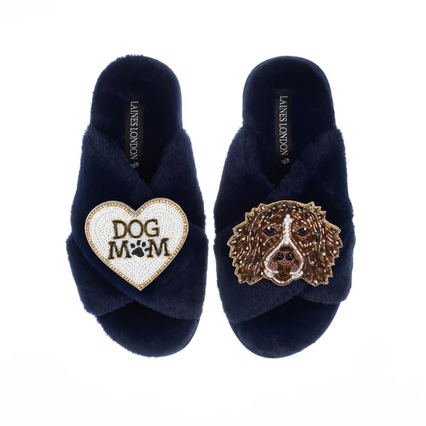 laines london Classic Laines Slippers With Duke The Spaniel & Dog Mum / Mom