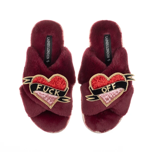 laines london Classic Laines Slippers With Fuck Off Brooches