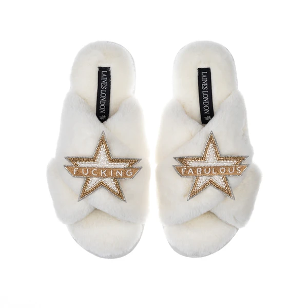 Laines London Classic Laines Slippers With Fucking Fabulous Brooches