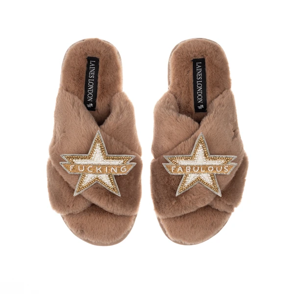 laines london Classic Laines Slippers With Fucking Fabulous Brooches
