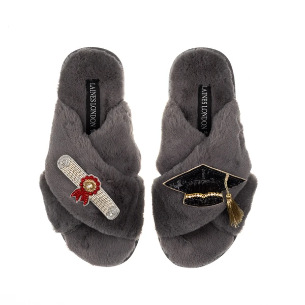 Laines London Classic Laines Slippers With Graduation Brooches