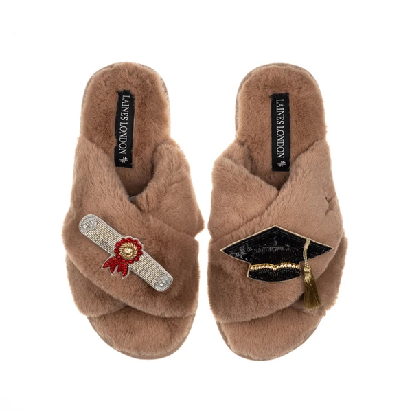 laines london Classic Laines Slippers With Graduation Brooches