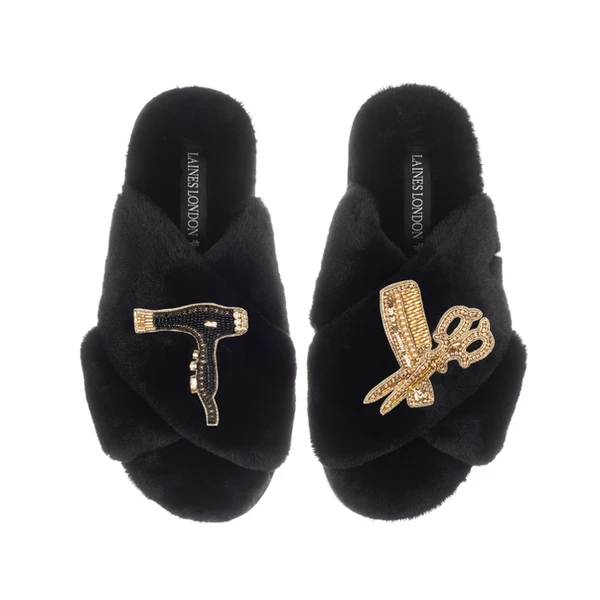 Laines London Classic Laines Slippers With Hairdresser Brooches