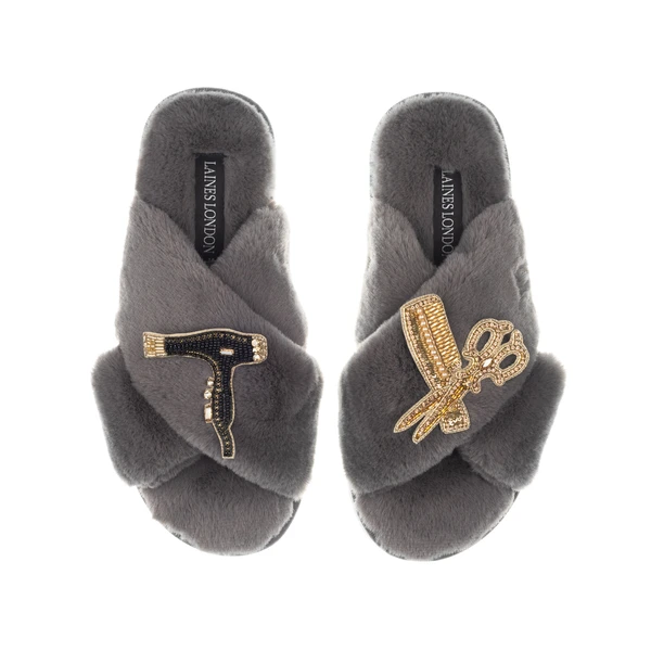 Laines London Classic Laines Slippers With Hairdresser Brooches
