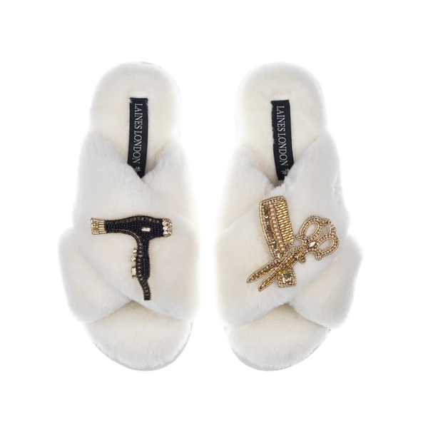 laines london Classic Laines Slippers With Hairdresser Brooches