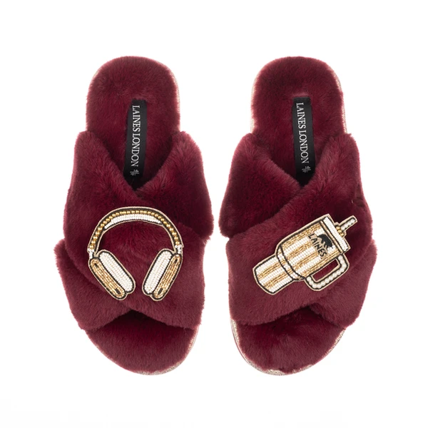 Laines London Classic Laines Slippers With Headphones & Quencher Brooches