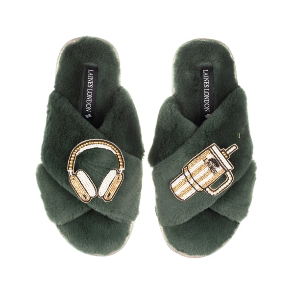 laines london Classic Laines Slippers With Headphones & Quencher Brooches
