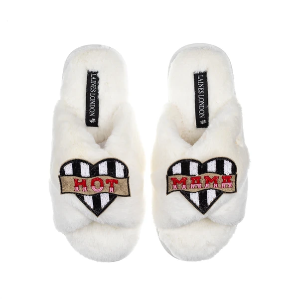 Laines London Classic Laines Slippers With Hot Mama Brooches