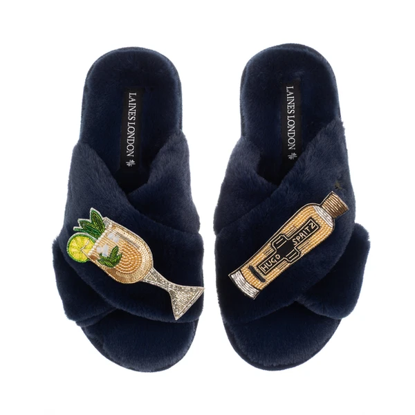 Laines London Classic Laines Slippers With Hugo Spritz Brooches