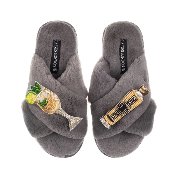 Laines London Classic Laines Slippers With Hugo Spritz Brooches