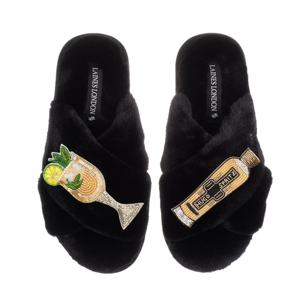 laines london Classic Laines Slippers With Hugo Spritz Brooches