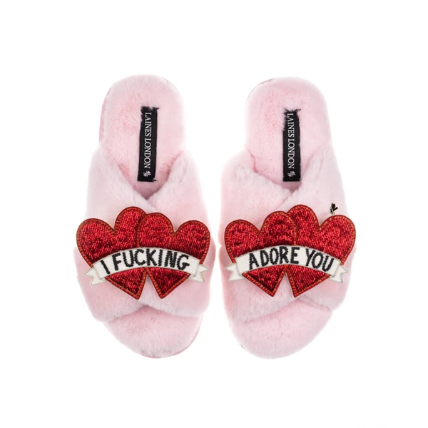 Laines London Classic Laines Slippers With I Fucking Adore You Brooches