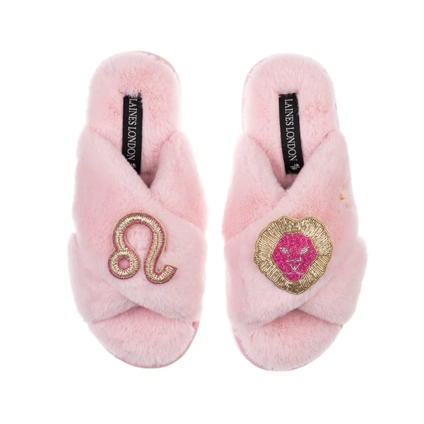 laines london Classic Laines Slippers With Leo Star Sign Brooches