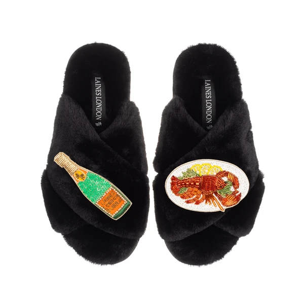 Laines London Classic Laines Slippers With Lobster Platter & Bottle Of Champagne Brooches