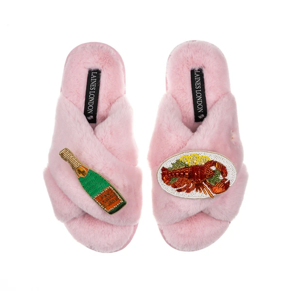 Laines London Classic Laines Slippers With Lobster Platter & Bottle Of Champagne Brooches