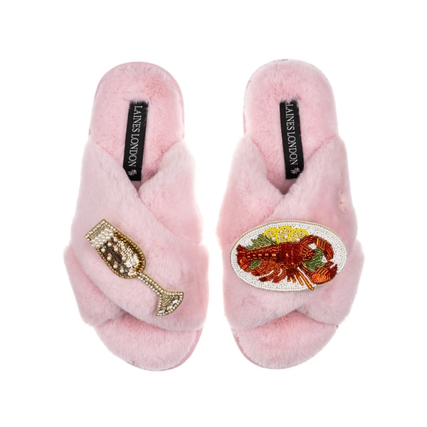 Laines London Classic Laines Slippers With Lobster Platter & Glass Of Fizz Brooches