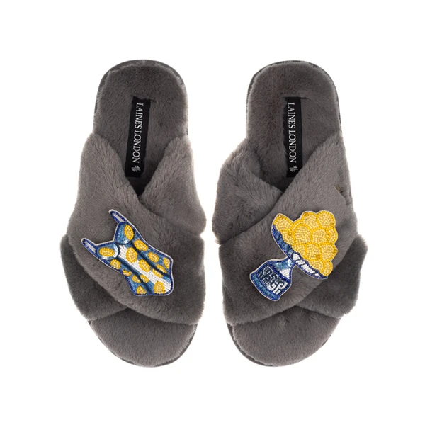 Laines London Classic Laines Slippers With Mediterranean Swimming Costume & Lemon Brooches
