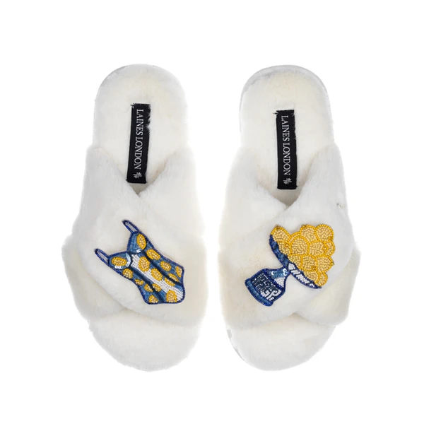 Laines London Classic Laines Slippers With Mediterranean Swimming Costume & Lemon Brooches