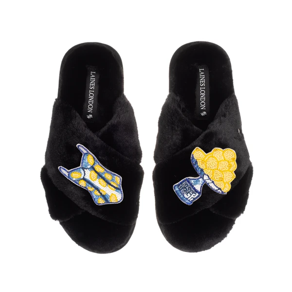 Laines London Classic Laines Slippers With Mediterranean Swimming Costume & Lemon Brooches