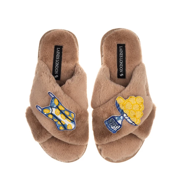 laines london Classic Laines Slippers With Mediterranean Swimming Costume & Lemon Brooches
