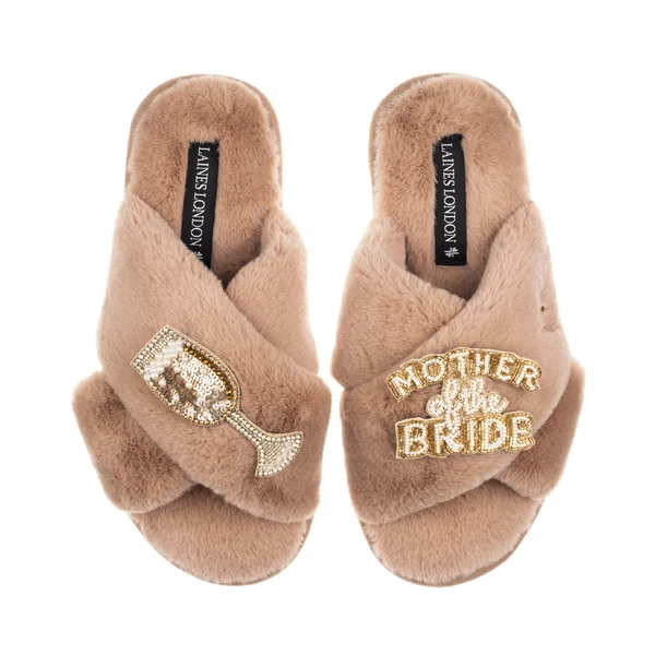 Laines London Classic Laines Slippers With Mother Of The Bride Brooches