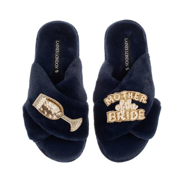 Laines London Classic Laines Slippers With Mother Of The Bride Brooches