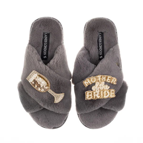 Laines London Classic Laines Slippers With Mother Of The Bride Brooches