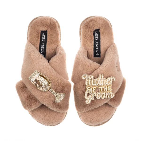 Laines London Classic Laines Slippers With Mother Of The Groom Brooches