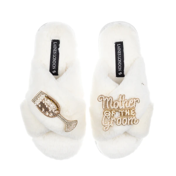 laines london Classic Laines Slippers With Mother Of The Groom Brooches