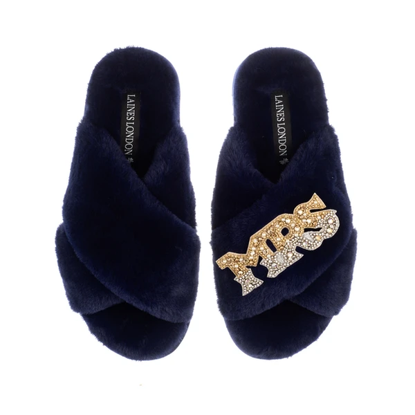 Laines London Classic Laines Slippers With Mrs Brooch