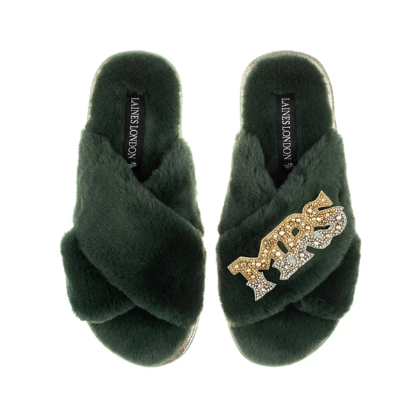 Laines London Classic Laines Slippers With Mrs Brooch