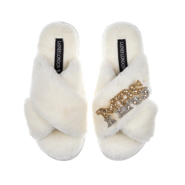 laines london Classic Laines Slippers With Mrs Brooch