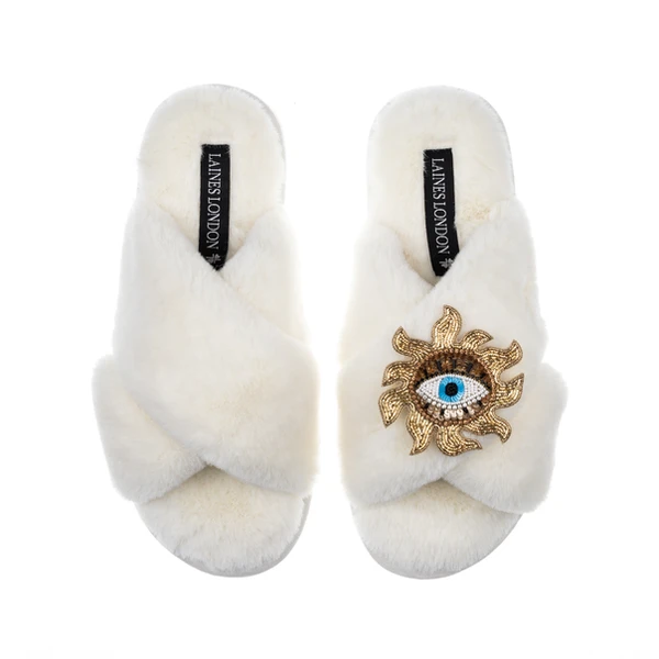 Laines London Classic Laines Slippers With Mystic Eye Brooch