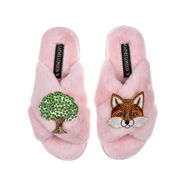 Laines London Classic Laines Slippers With Oak Tree & Fox Brooches