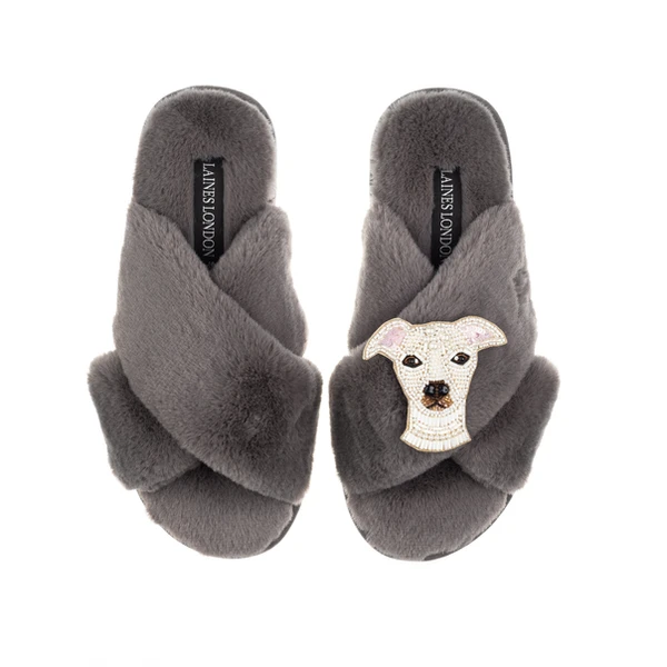 Laines London Classic Laines Slippers With Olive The Iggy Brooch