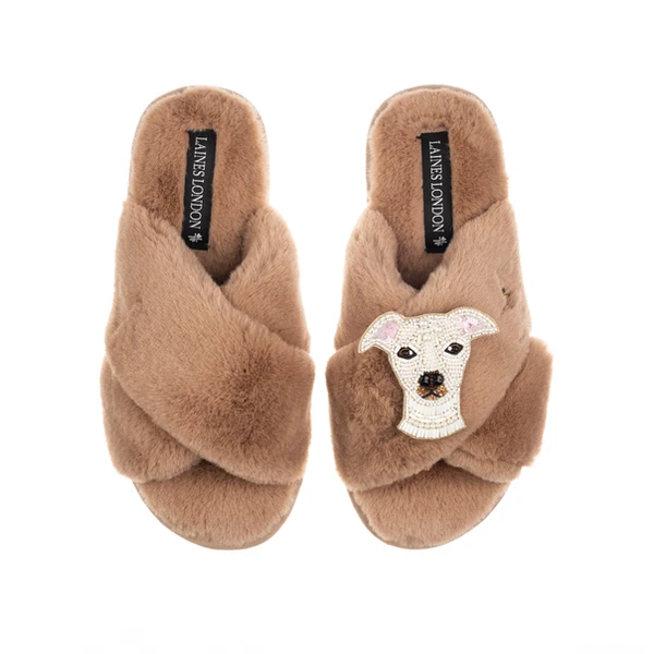 Laines London Classic Laines Slippers With Olive The Iggy Brooch